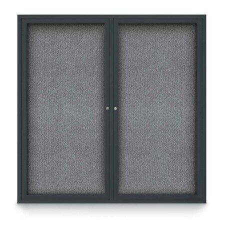 United Visual Products Sliding Door Indoor Enclosed Corkboard, 9 UV9029ACSH-BRONZE-DBURGU